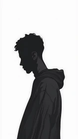 Soft shadowed silhouette of a quiet hoodie clad figure.