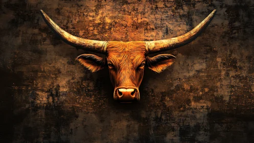 Bronze longhorn drifts forward, carving light from shadow