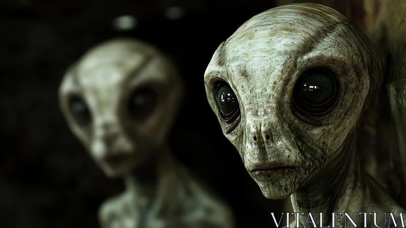 Close alien creature portrait with second figure behind.