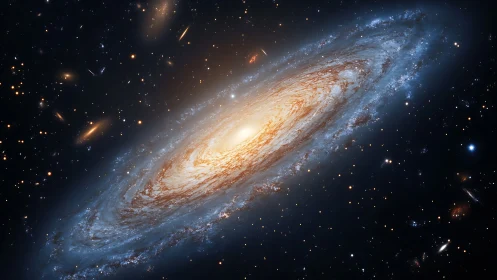 Edge-on spiral galaxy with central bulge in star field.