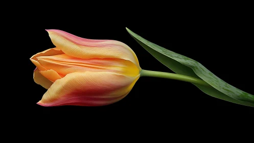 Single tulip specimen rendered in high-contrast lateral profile