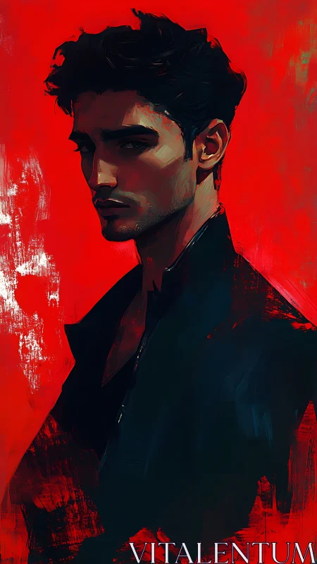 Brooding midnight stranger carved from red stormlight.