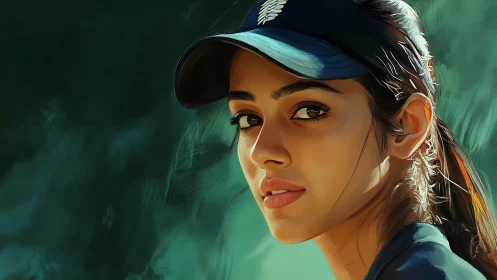 Digital painting portrait with soft bokeh background emphasis.