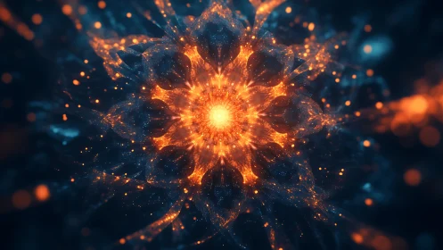 Radiant fractal core within luminous cosmic blossom.