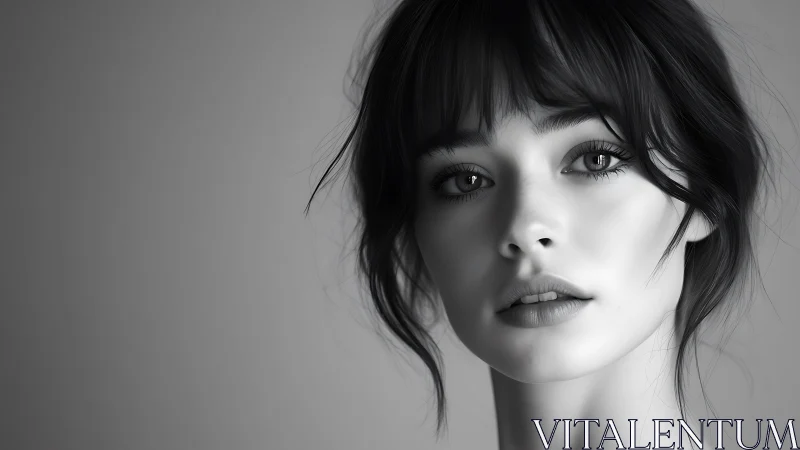 Soft grayscale gaze in a quiet, cinematic portrait study.