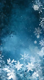 Ethereal winter botanicals emerge against deep cyan nebula