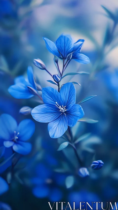 Blue flax flowers in sharp focus with soft blurred background.