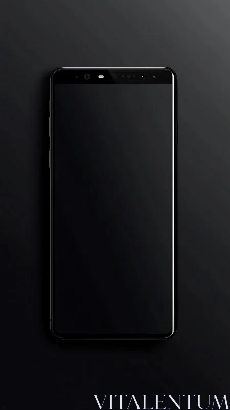 Modern Smartphone with Dark Screen on Gray Background.