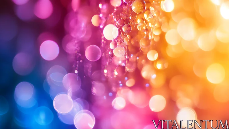 Rainbow glow through soft bokeh bubbles of color delight.