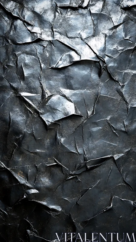 Midnight metal folds catching scattered silver light.