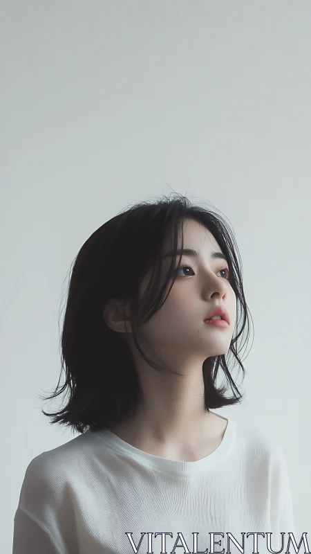 Soft-lit digital portrait with minimalistic chromatic palette.