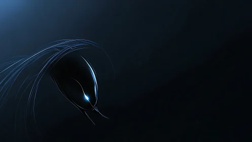 Futuristic bioluminescent form on dark minimal background.