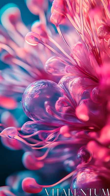 Iridescent macro bloom with glasslike tendrils in motion.