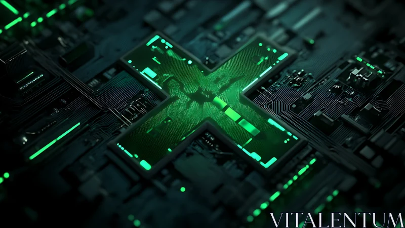 Glowing X-shaped structure is integrated into circuit board