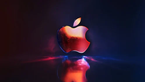 Glowing apple icon shining softly in a dreamy night space.