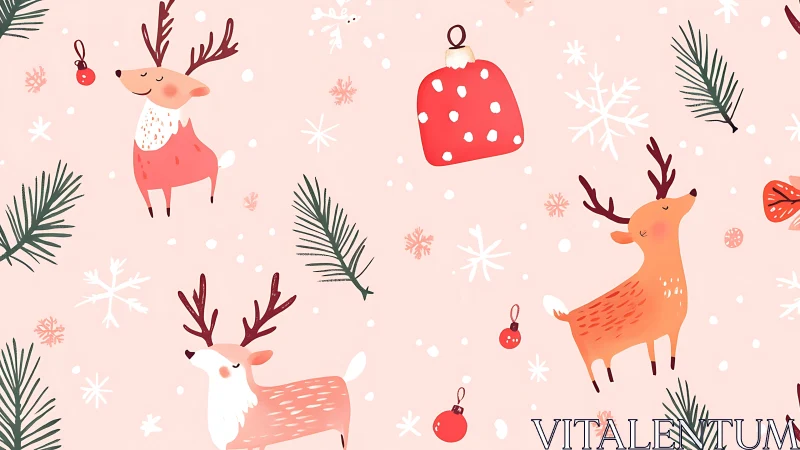 Reindeer daydreams dance through pastel snowflake confetti