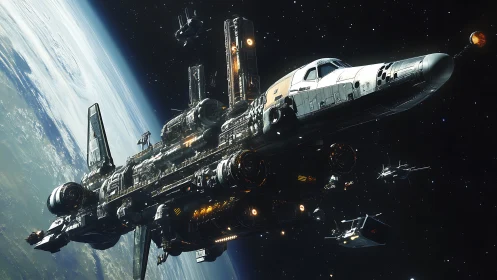 Starship harbor over Earth bustling with quiet discovery.