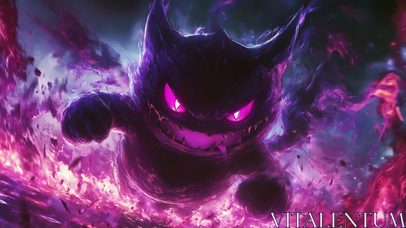 Ghostly sprinter erupts from neon void with wicked delight