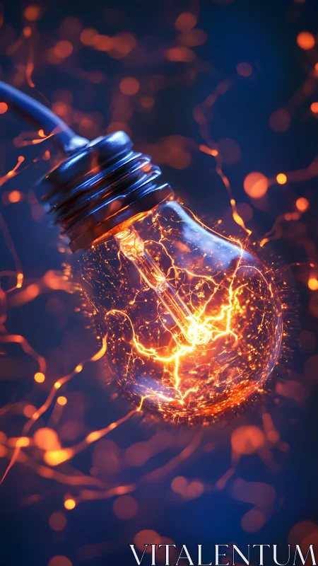 Digital painting of electrified light bulb with dynamic bokeh glow.