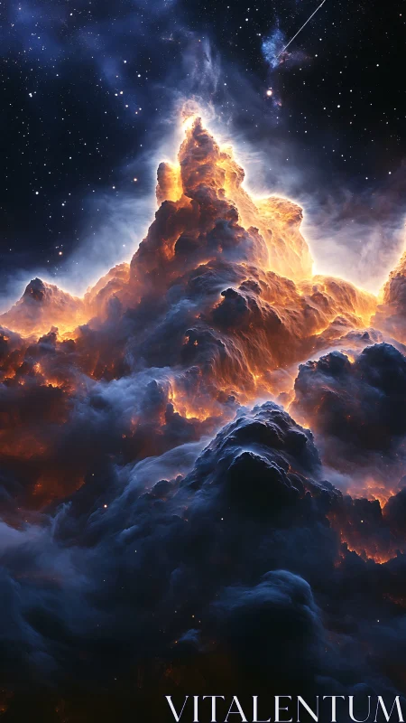 Celestial storm cloud spire with incandescent cosmic lighting.