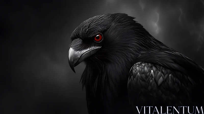 High-contrast raven portrait under dramatic low-key directional lighting