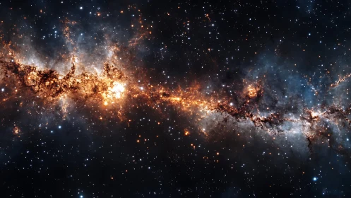 Stellar nebula spine cuts through dense galactic starfield.