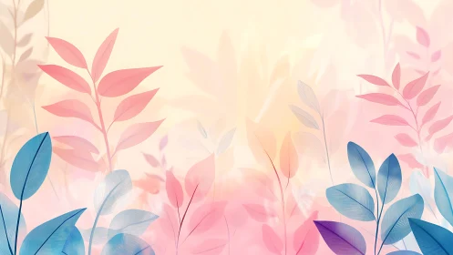 Soft pastel leaves drifting through a gentle sunrise glow.