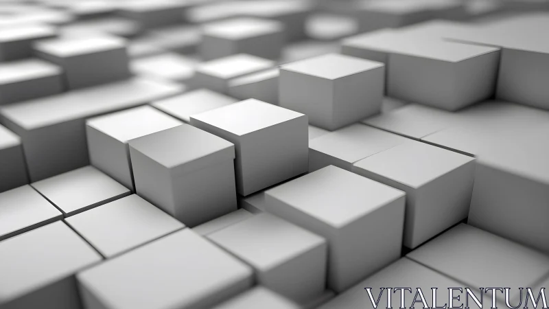 Monochrome 3D cubes form layered geometric grid surface