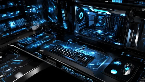 Neon circuitry conducts a midnight symphony of glowing code