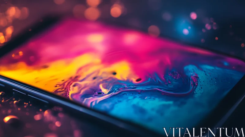 Neon tides swirl across a glowing smartphone dreamscape.