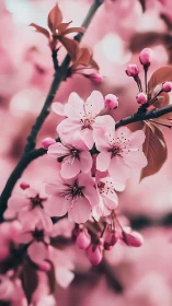 Cherry Blossom Blooms: Macro Floral Study with Depth.