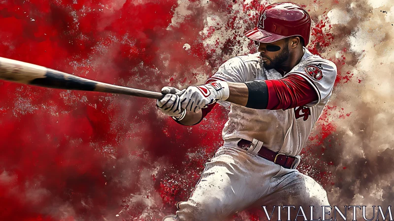 Baseball batter captured in dynamic mid-swing digital rendering