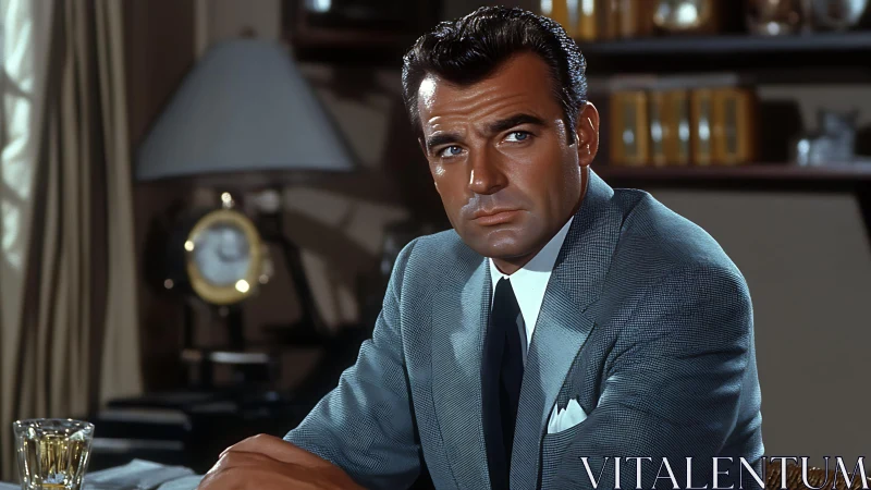 Calm, confident gentleman in a classic tailored suit.