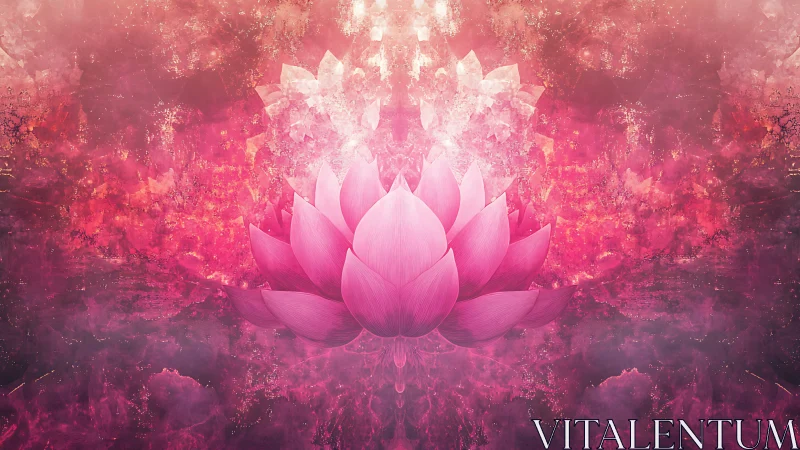 Pink lotus flower against abstract textured background.