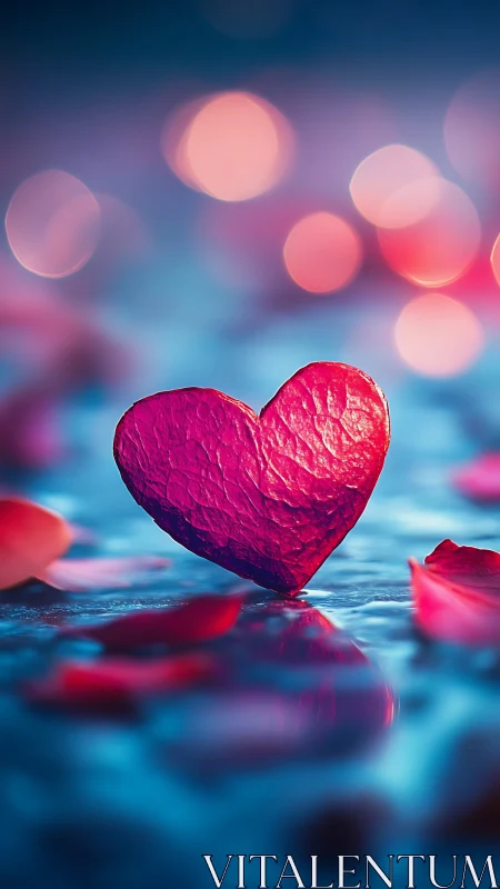 Neon Heart Form with Bokeh Luminescence: Digital 3D Rendering.