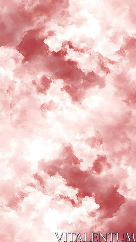 Soft rose clouds form vertical abstract atmospheric field.