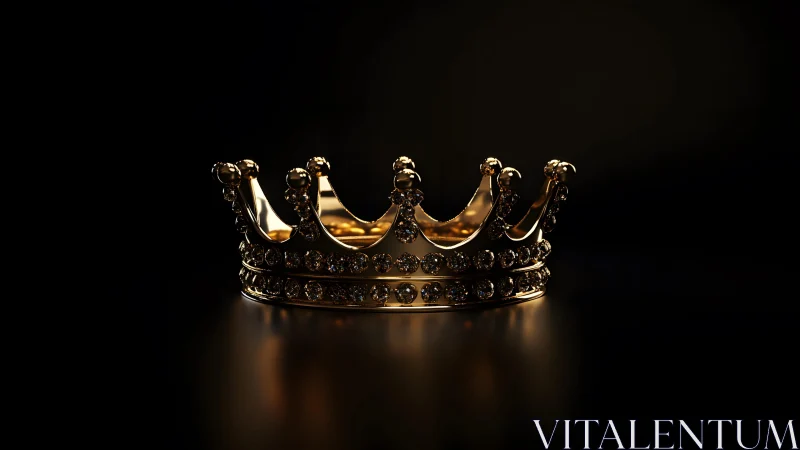 Ornate golden crown on dark background, dramatic lighting, elegant style.