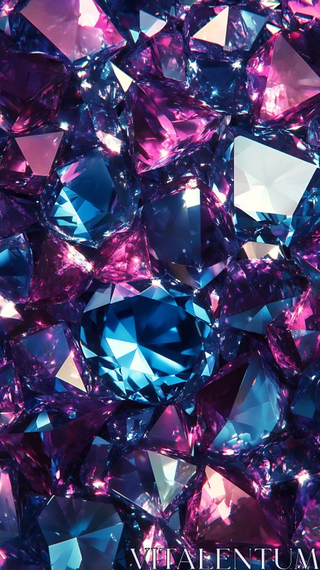 Glistening pink and blue gemstones glow in radiant harmony
