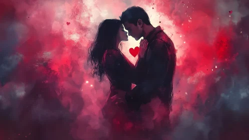 Luminous Romance: Digital Painting of Intimacy in Painterly Atmosphere.