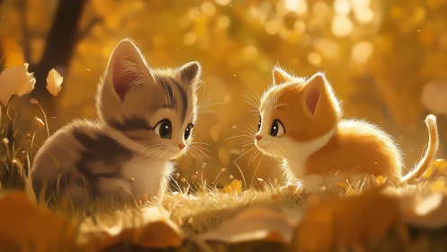 Whisker-Kissed Siblings in Golden Autumn's Glow.