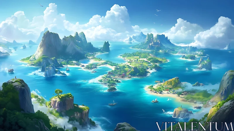 Fantasy Archipelago with Towering Islands