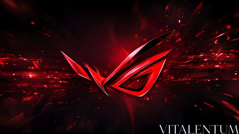 Futuristic red and black gaming logo with digital energy burst.
