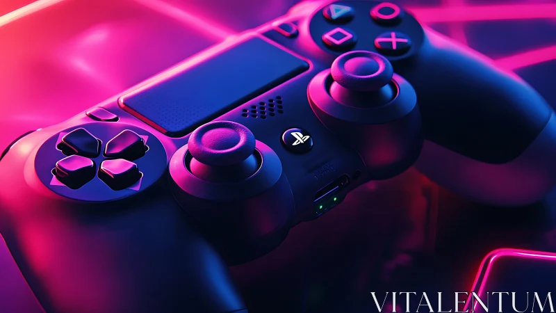 Gaming Controller with Neon Pink and Blue Lighting