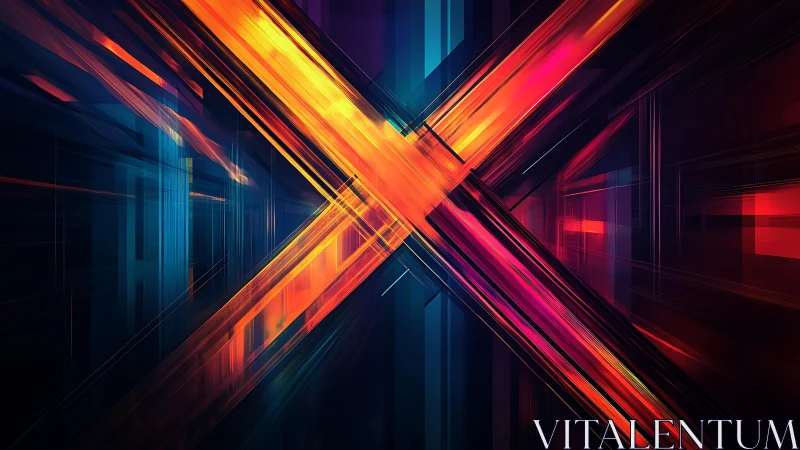 Vivid Abstract X-Shaped Light Streaks in Futuristic Digital Style.