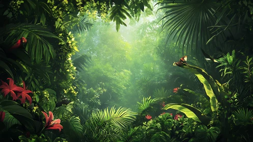 Luminous Canopy: Where Jungle Dreams Breathe Light.