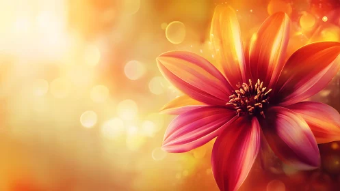 Red Dahlia Bloom: Ethereal Floral Study with Warm Gradient.