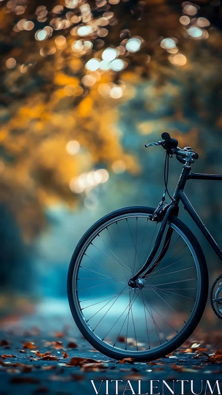 Bicycle Against Blurred Urban Background With Bokeh Lighting.