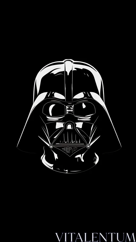 Monochrome sci‑fi helmet rendered in high‑contrast vector line art