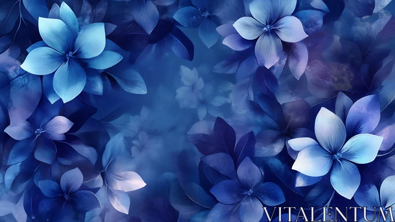 Indigo petals dance through twilight's ethereal botanical symphony