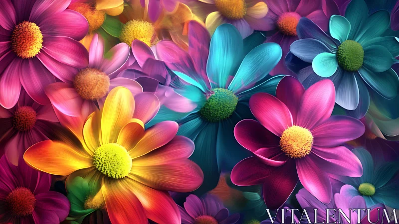 Composite floral arrangement with vibrant petals.